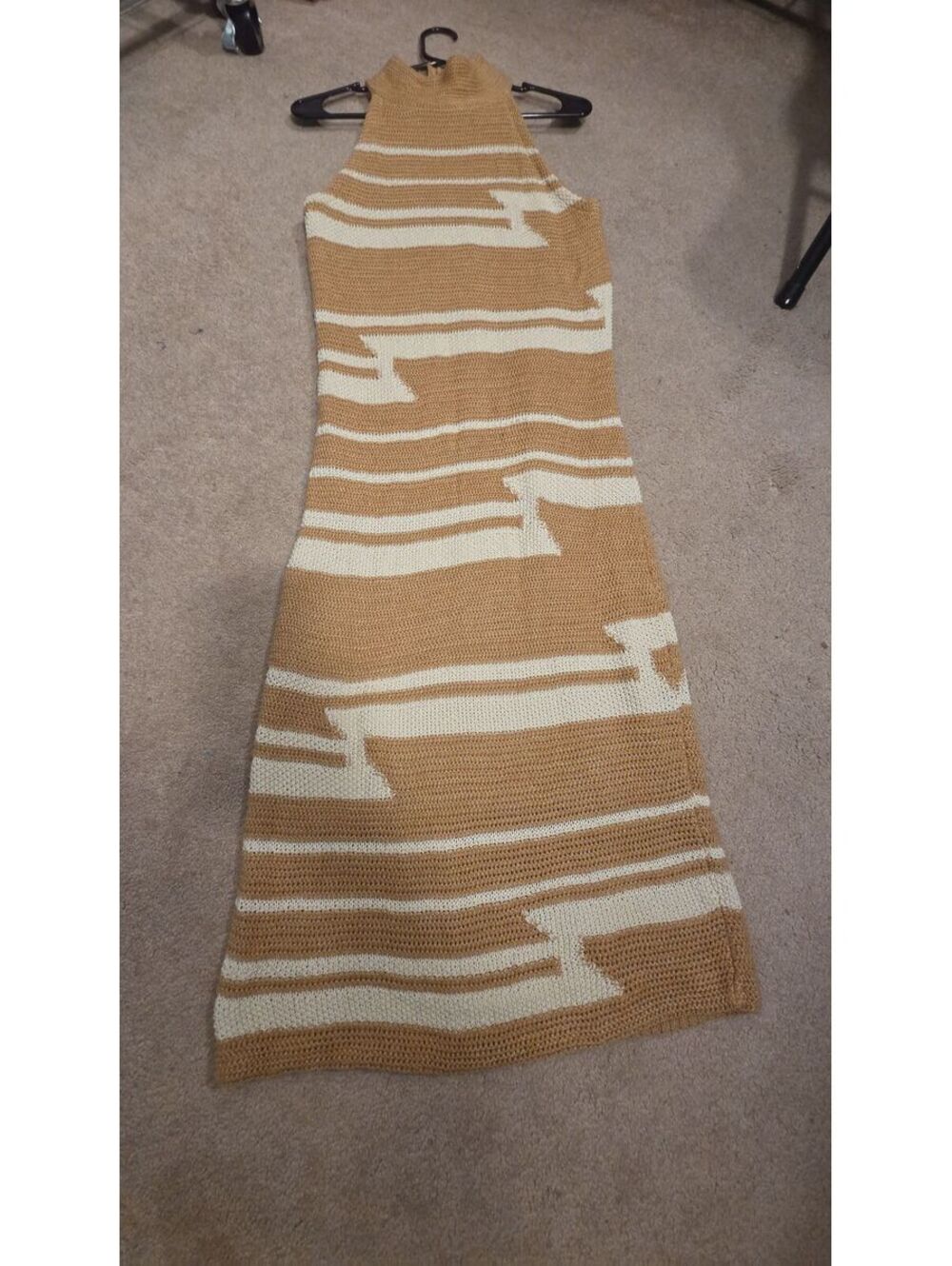 STUNNING Ralph Lauren Crocheted Tan and Cream Dress